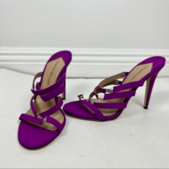 Tamara Mellon Slash 4” heel open toe with pvc panel strap in magenta Size 40.5 - Picture 5 of 9